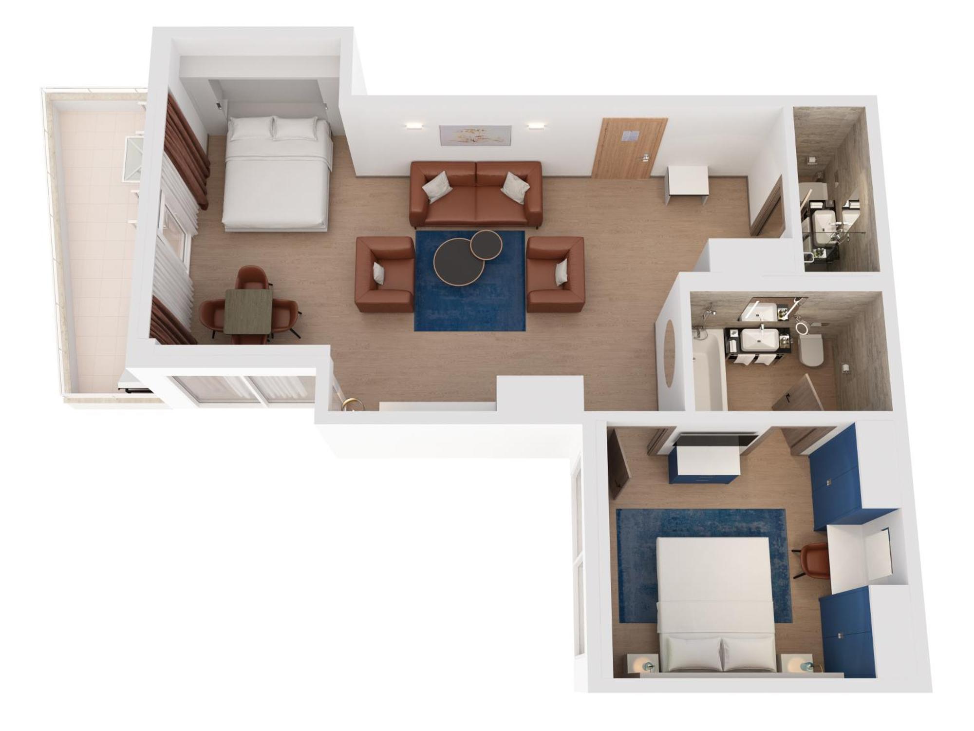 Hilton Rijeka Costabella Beach Resort And Spa Dış mekan fotoğraf A 3D floorplan of a typical hotel room