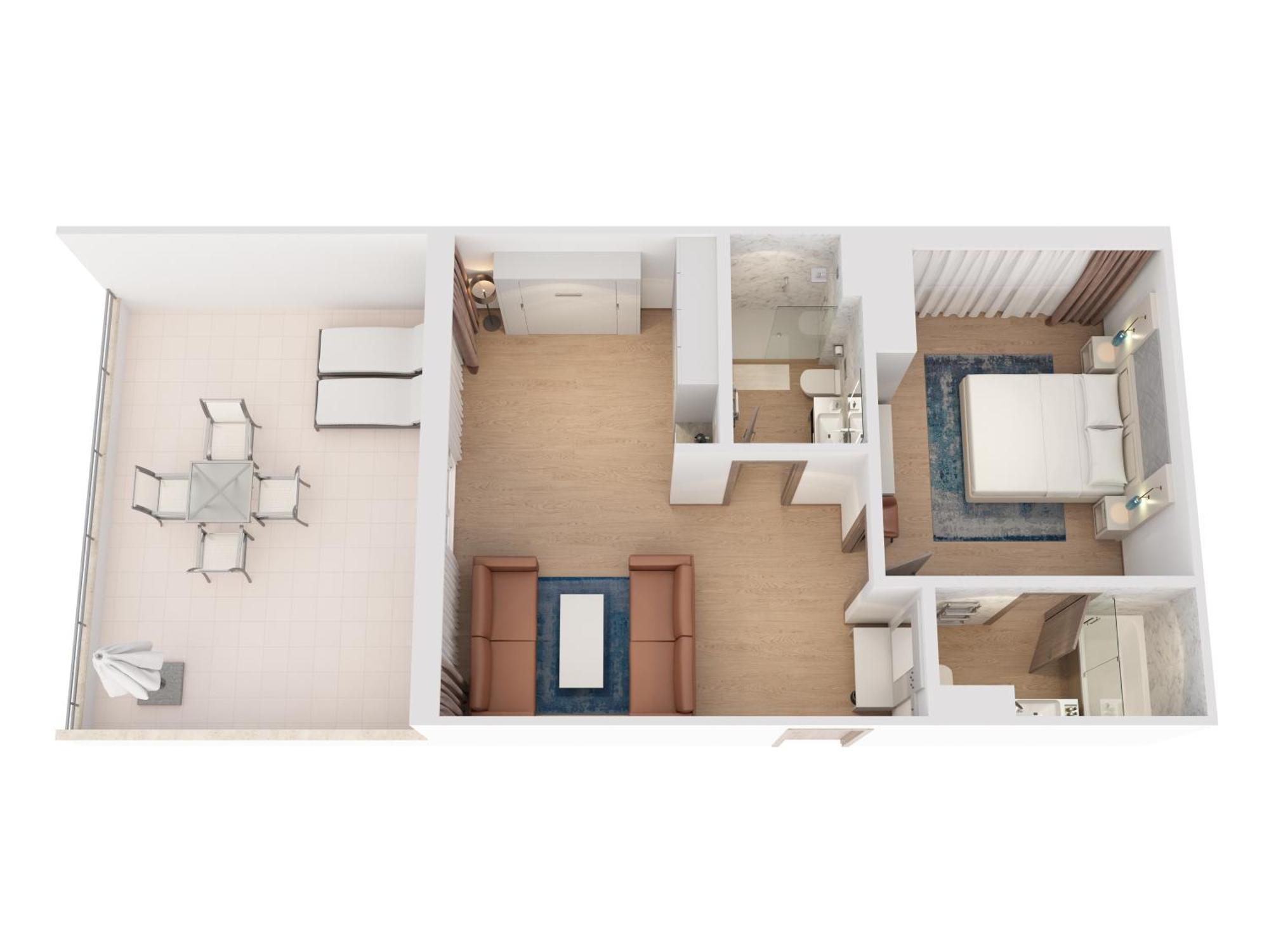 Hilton Rijeka Costabella Beach Resort And Spa Oda fotoğraf 3D floor plan of a hotel room