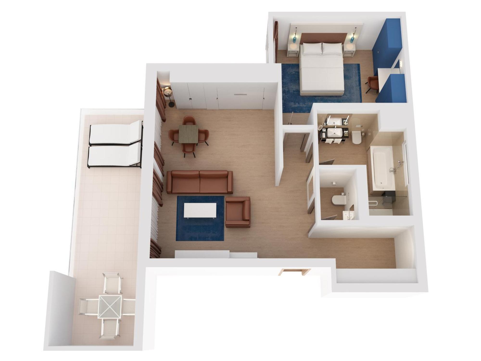 Hilton Rijeka Costabella Beach Resort And Spa Oda fotoğraf A 3D floor plan of a hotel room